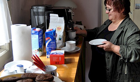 Für alle gab`s Muffins und Cappuccino von Frau Michler